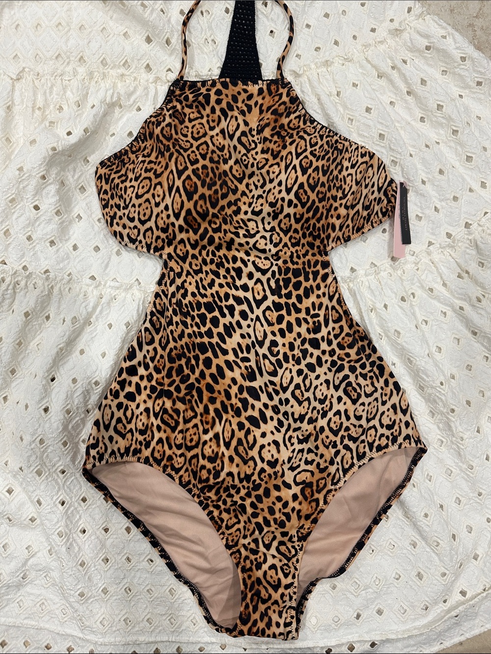 Victoria's Secret Kids Leopard Print One-Piece Swimsuit - Black & Brown